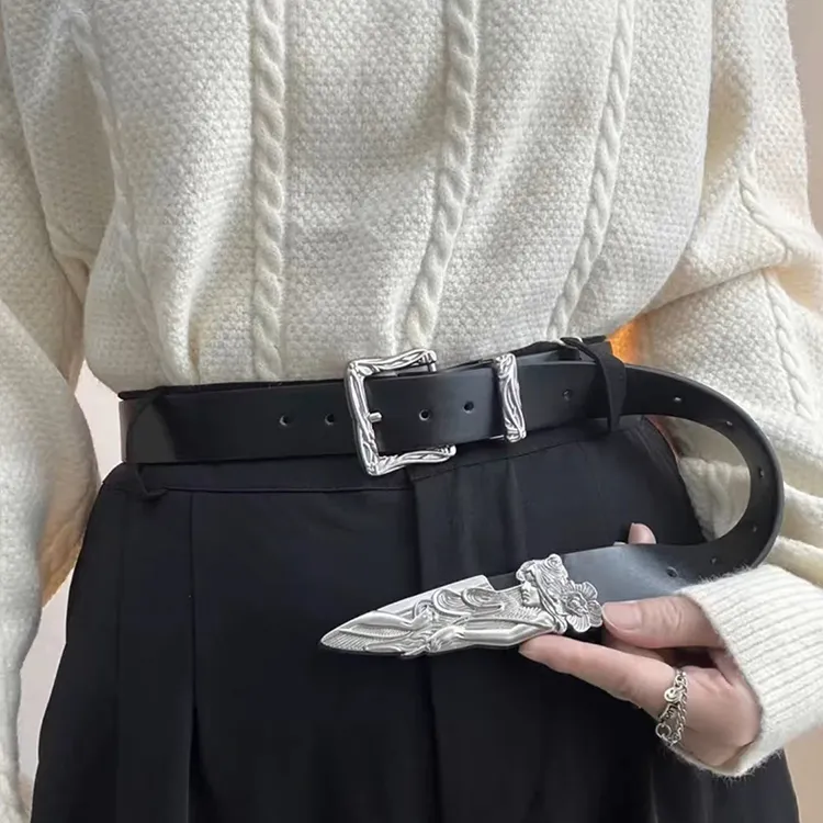 Lanza Cow Split Leather Belts Unisex Width 2.8CM-1