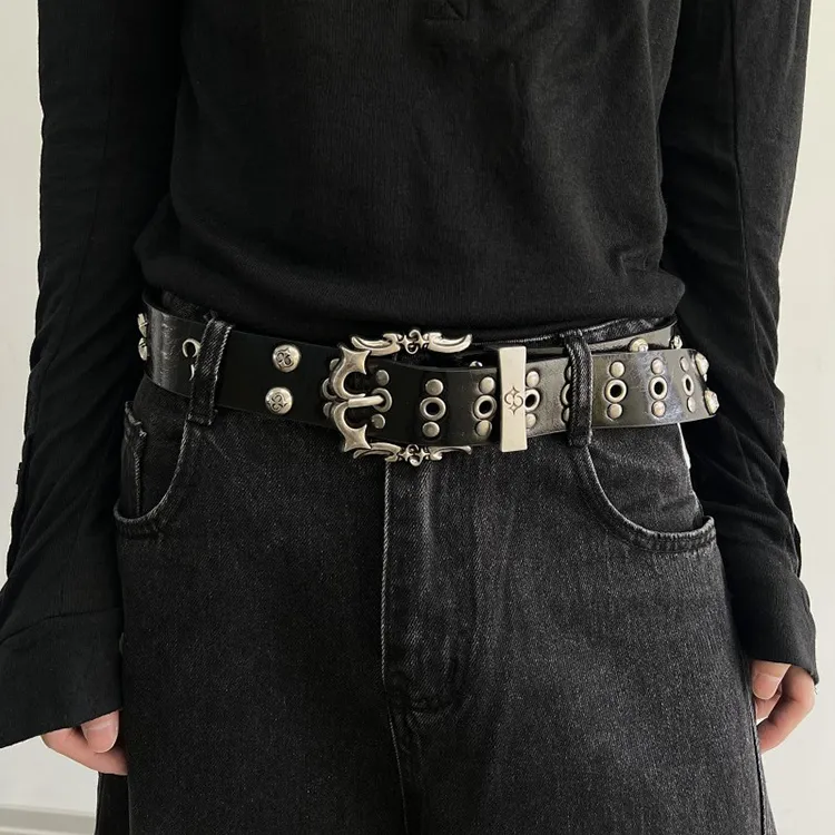 Lanza Cow Split Leather Belts Unisex Width 3.7CM-1