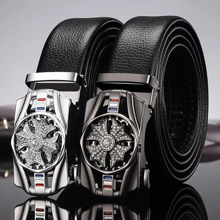 Lanza Cow Split Leather Belts Men's Width 3.5cm-1
