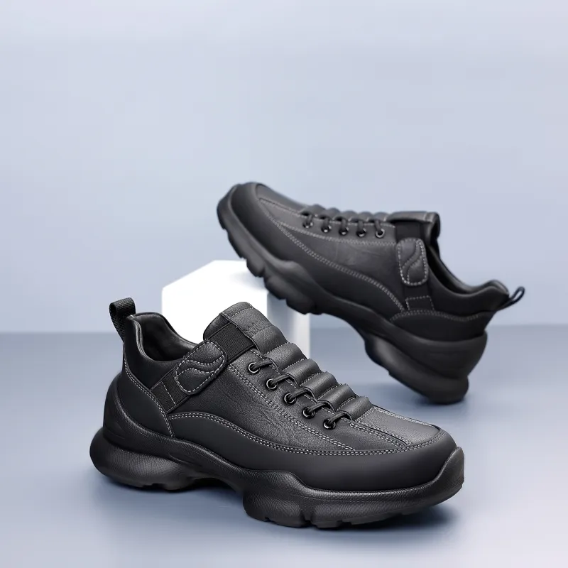 Mulinsen Black Warrior Cow Leather Warm Fleece-Lined Mountaineering Hook-and-Loop Men's Black-5