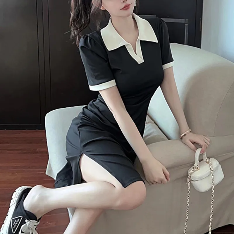 ZCDECO Short Sleeved Dress Women's Black-3