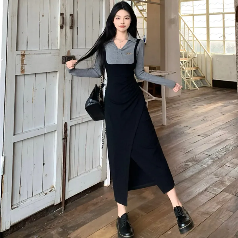ZCDECO Long Sleeved Dress Women's Black-4