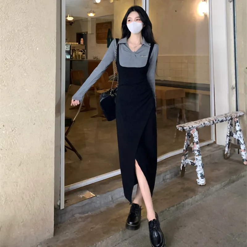 ZCDECO Long Sleeved Dress Women's Black-3