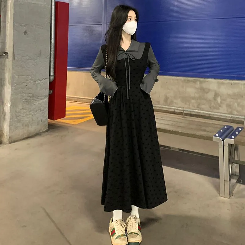 ZCDECO Long Sleeved Dress Women's Black-4