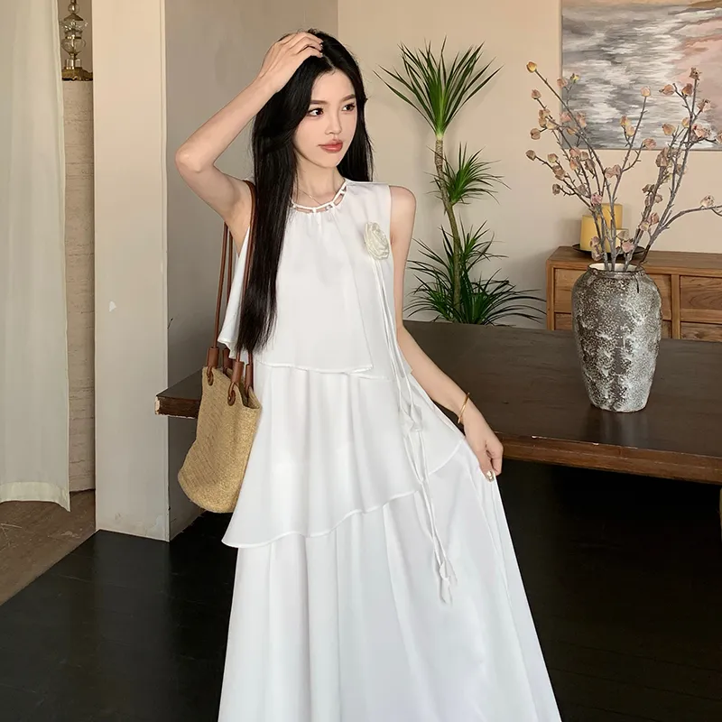 ZCDECO Sleeveless Dress Women's White-2