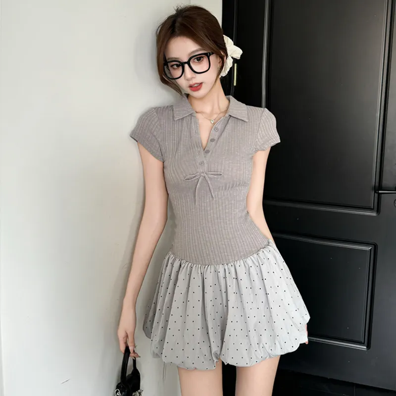 ZCDECO Short Sleeved Dress Women's Gray-1