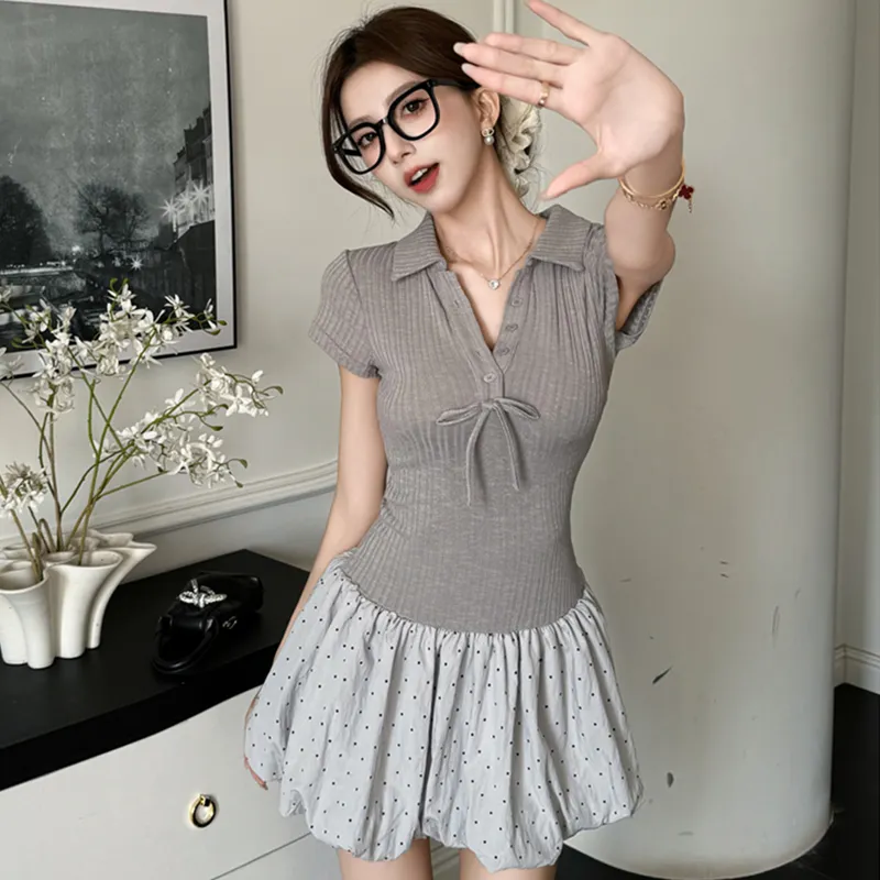ZCDECO Short Sleeved Dress Women's Gray-3
