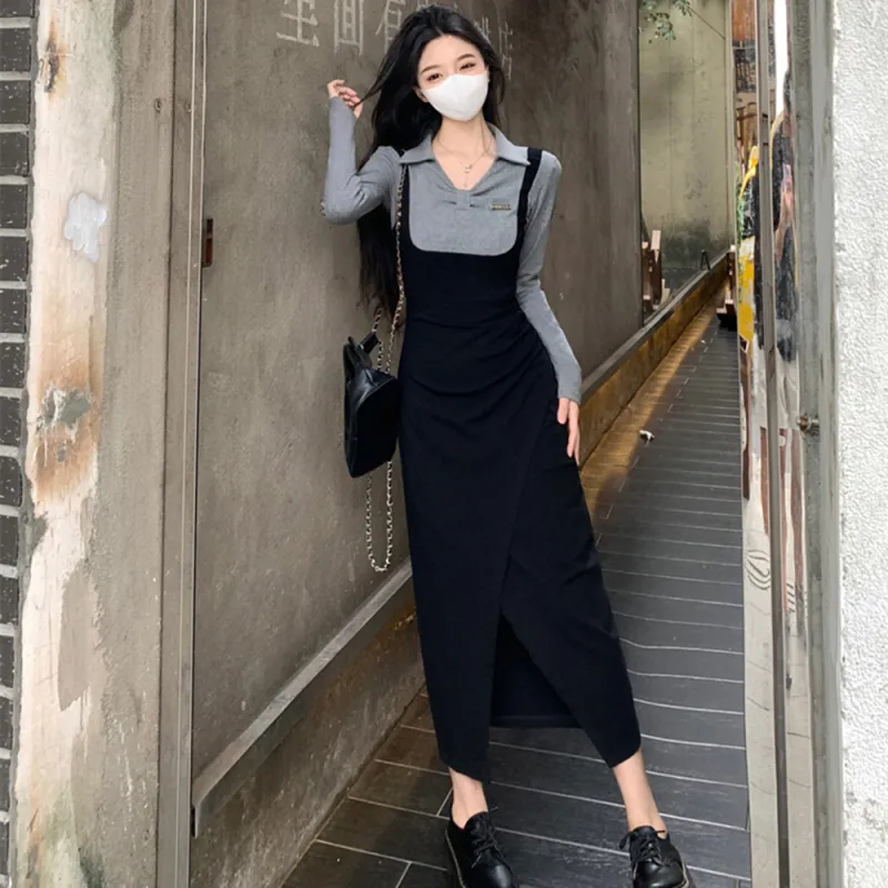 ZCDECO Long Sleeved Dress Women's Black-2