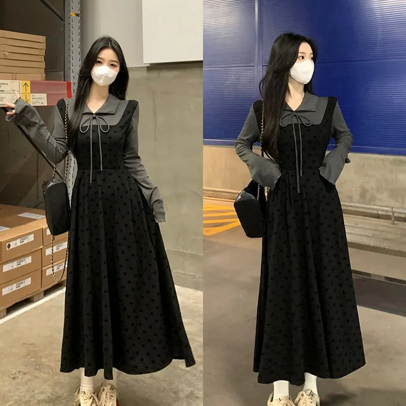 ZCDECO Long Sleeved Dress Women's Black-2