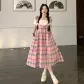 Pink Blue Plaid Long