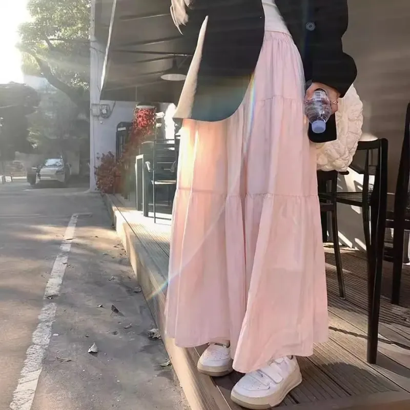 ZCDECO Casual Long Skirt Women's Black/White/Pink-3