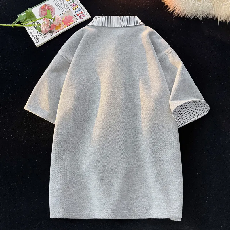 GROW DATE Polo Shirt Unisex Gray-1