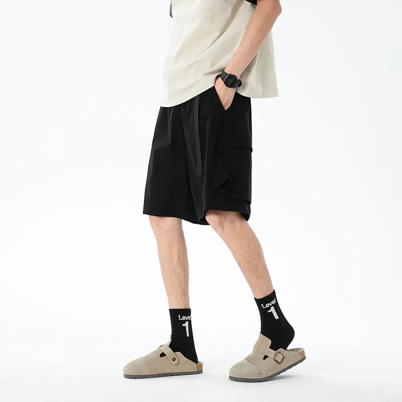 GROW DATE Cargo Shorts Unisex Black-3