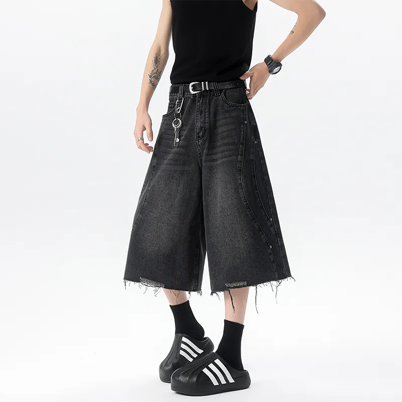 GROW DATE Denim Shorts Unisex Black-3