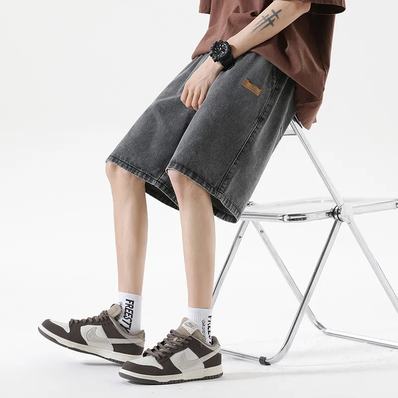 GROW DATE Denim Shorts Unisex Gray-3