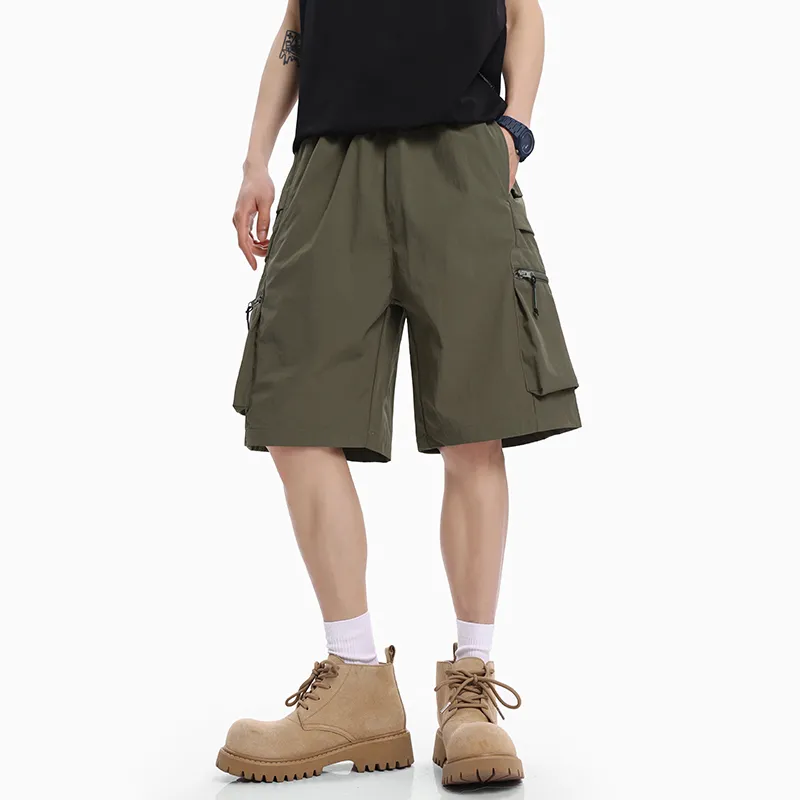 GROW DATE Cargo Shorts Unisex Army Green-2