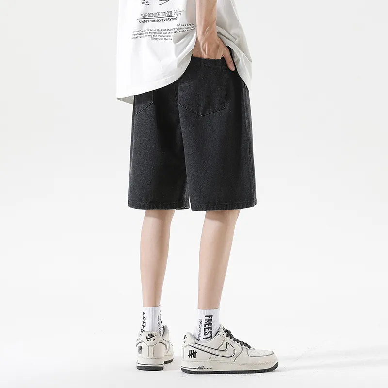 GROW DATE Denim Shorts Unisex Gray-4