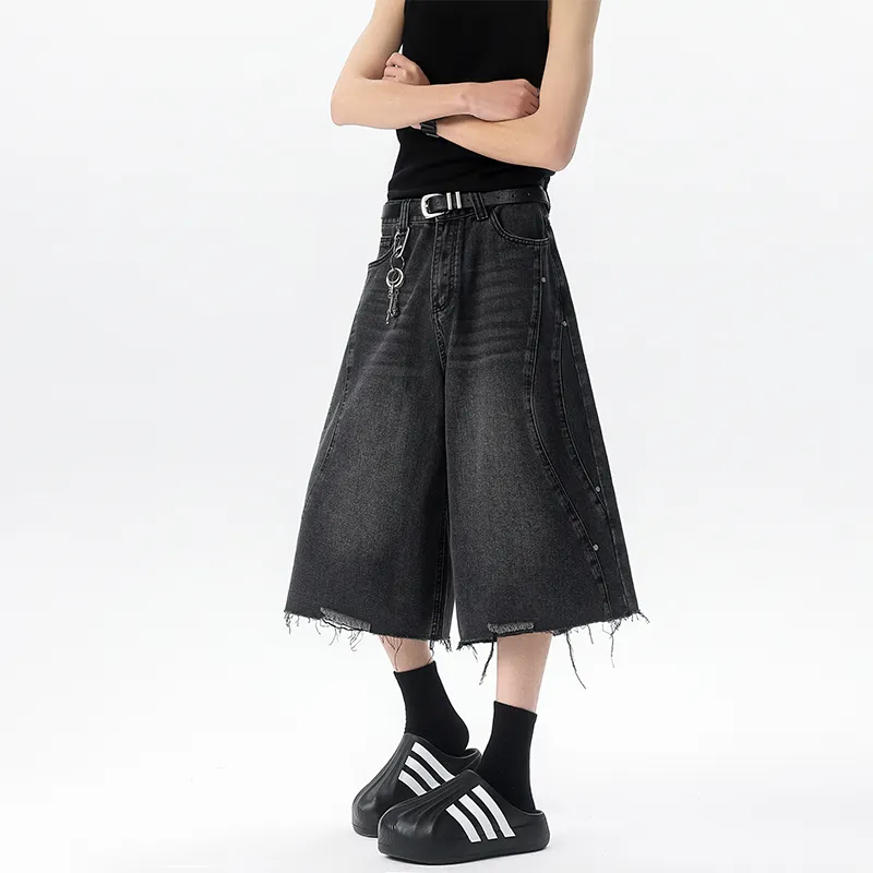 GROW DATE Denim Shorts Unisex Black-2