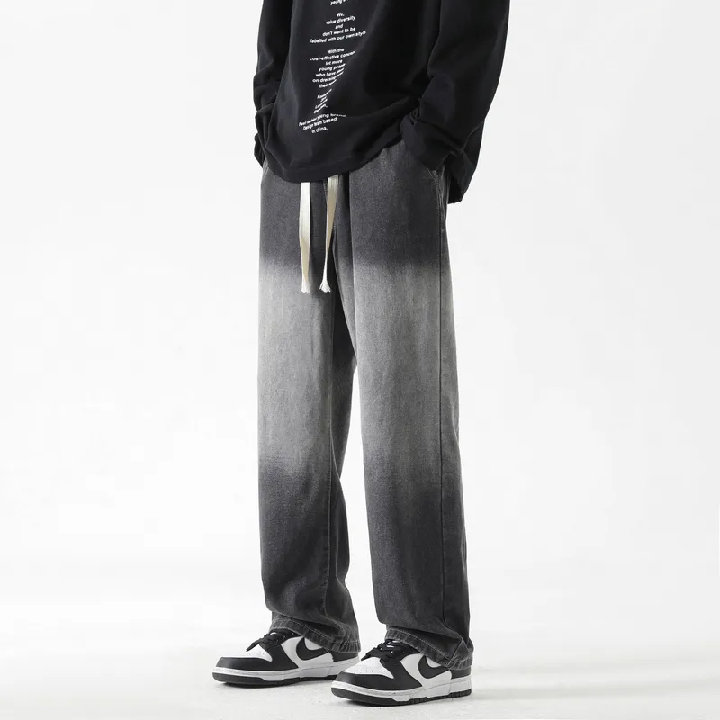 GROW DATE Jeans Unisex Black Gray-5