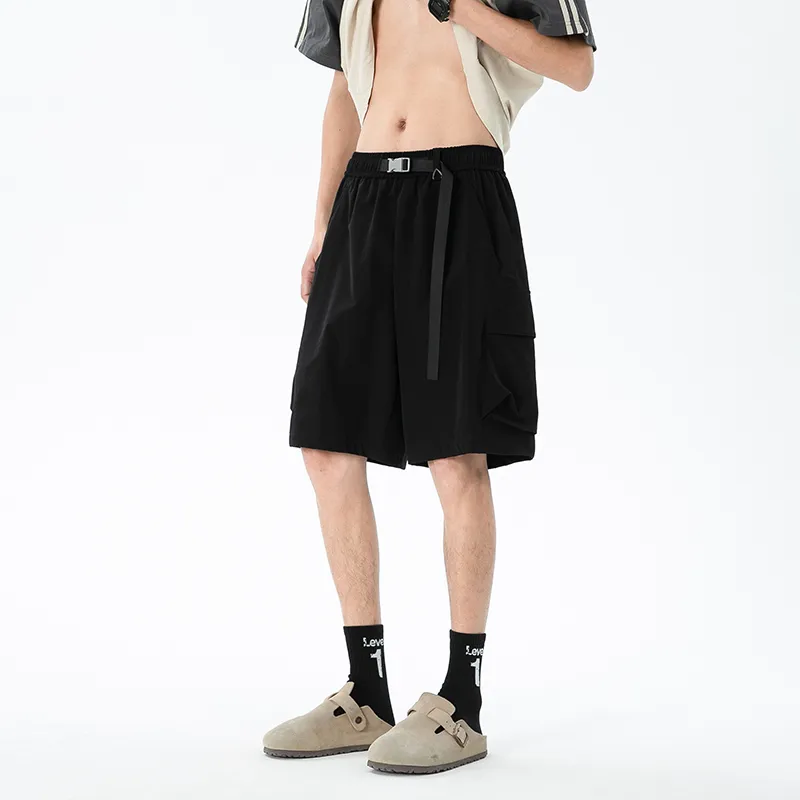 GROW DATE Cargo Shorts Unisex Black-2