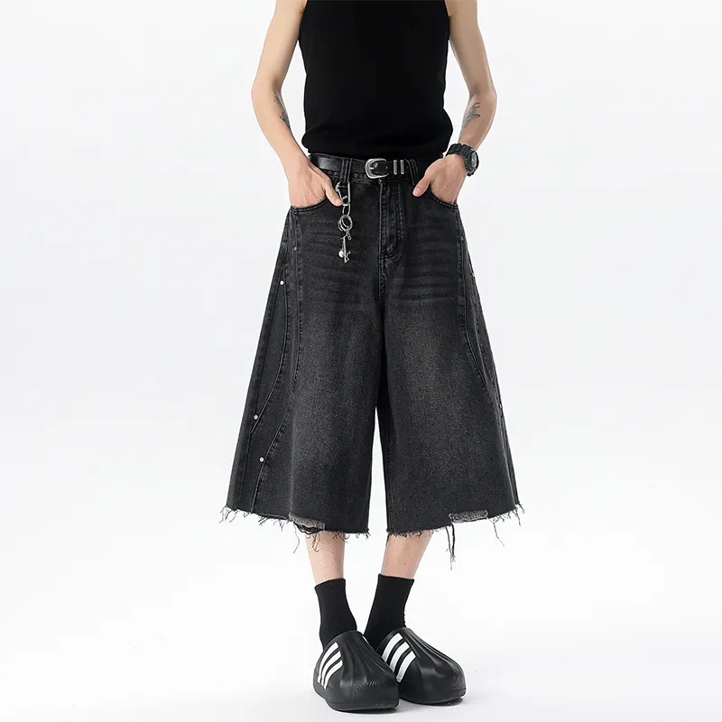 GROW DATE Denim Shorts Unisex Black-4
