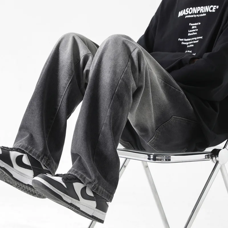 GROW DATE Jeans Unisex Black Gray-11