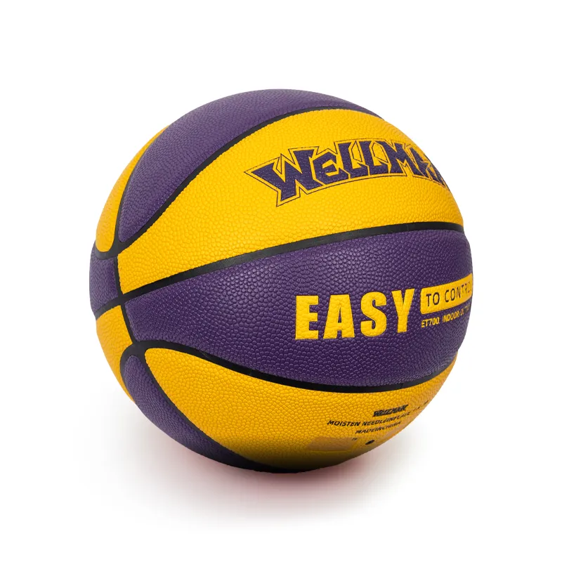 WELLman PU Basketball Purple Gold Size 7 Ball Training Unisex-4