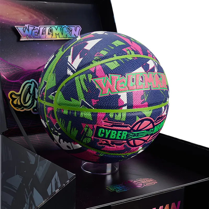 WELLman PU Basketball Blue Pink Size 7 Street Training Competition Unisex-8