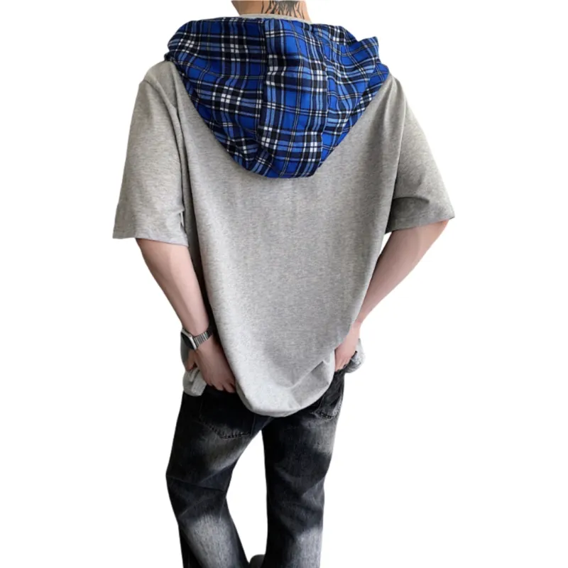 MIIRACER T Shirts Unisex Gray Blue Plaid-1