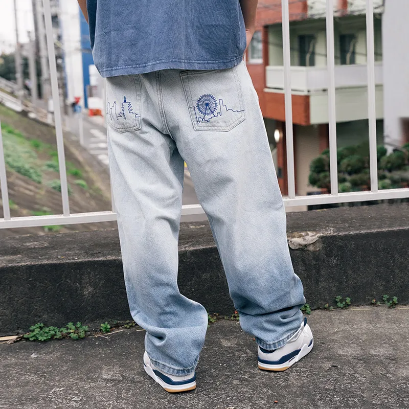 MIND ERROR Jeans Unisex White Blue Gradient-3