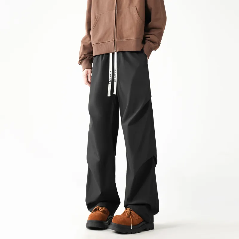 HOKLV Workwear Style Vintage Casual Pants, Wide Leg Straight Fit With A Draping Effect Unisex-22
