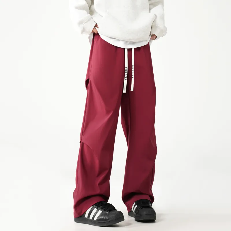 HOKLV Workwear Style Vintage Casual Pants, Wide Leg Straight Fit With A Draping Effect Unisex-31