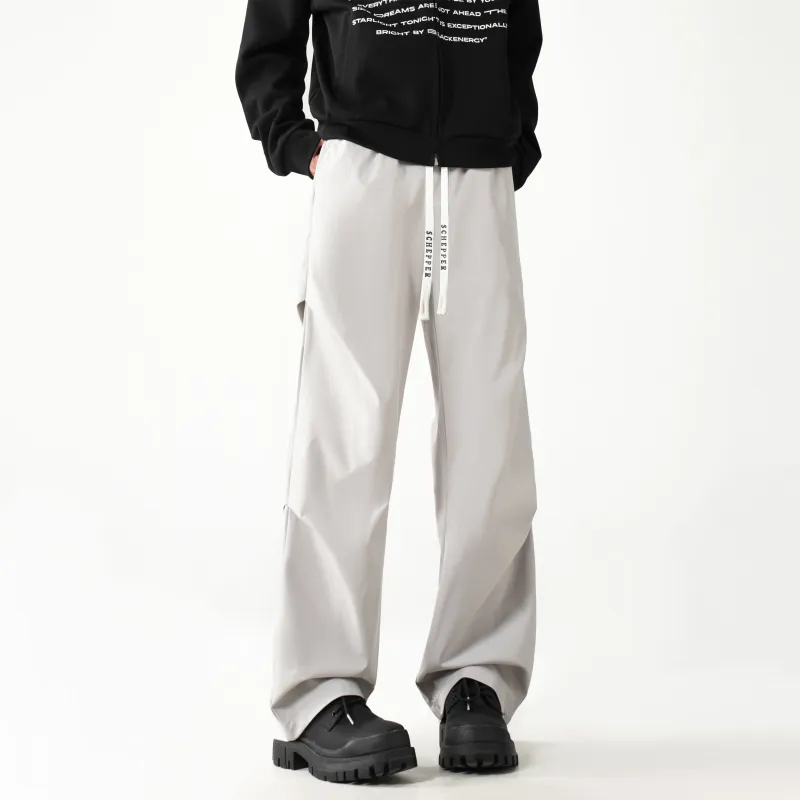 HOKLV Workwear Style Vintage Casual Pants, Wide Leg Straight Fit With A Draping Effect Unisex-5