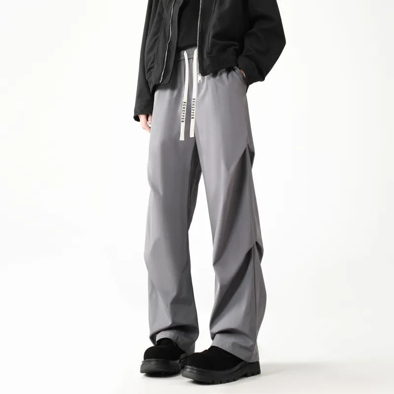 HOKLV Workwear Style Vintage Casual Pants, Wide Leg Straight Fit With A Draping Effect Unisex-13