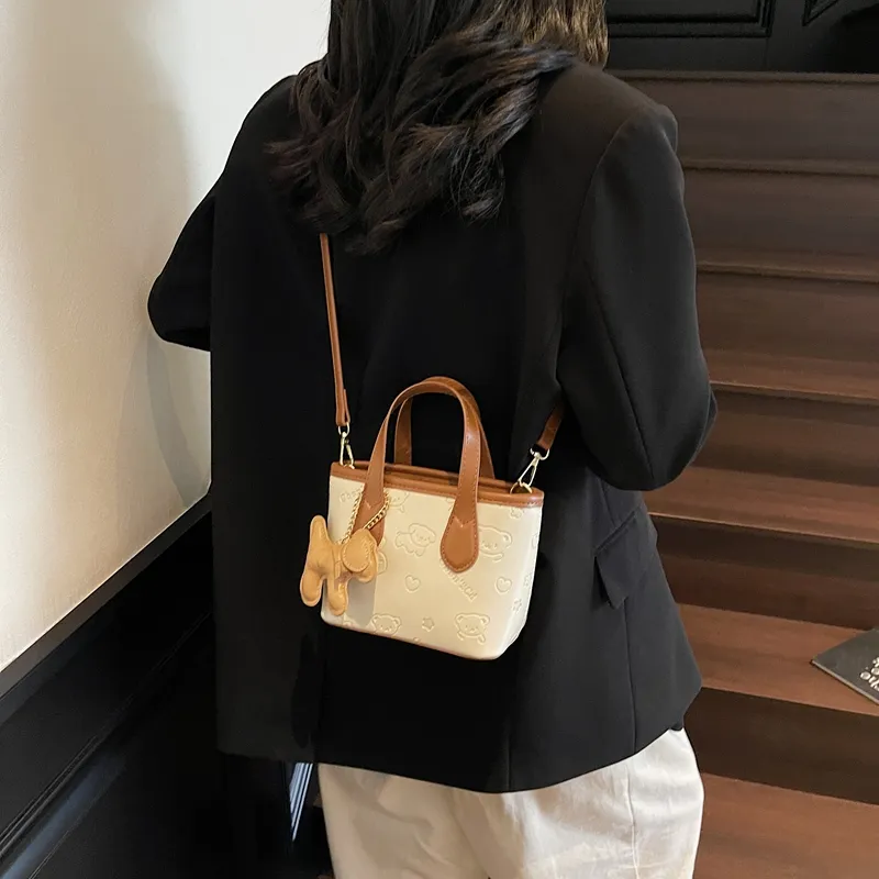 Miss Angel PU Bucket Bag, One Shoulder Handbag Women's Multicolor-13