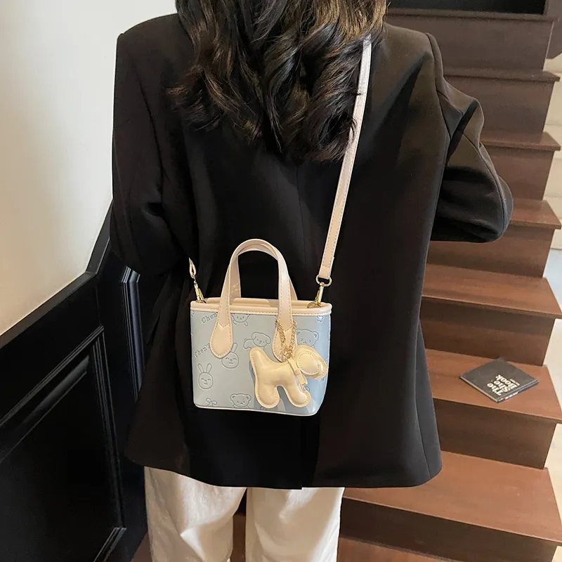 Miss Angel PU Bucket Bag, One Shoulder Handbag Women's Multicolor-1