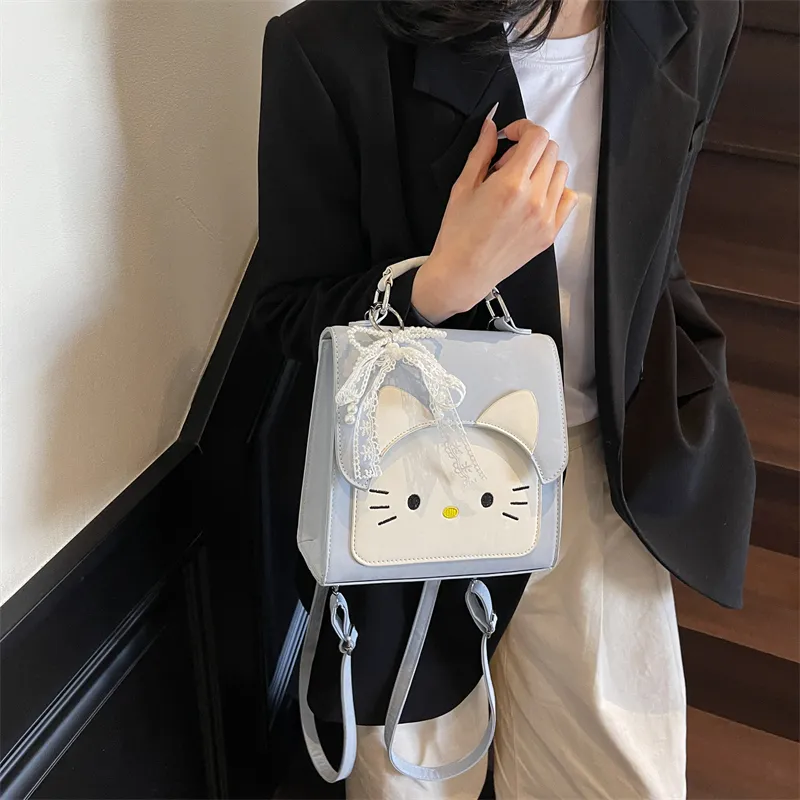 Miss Angel PU Backpack Women's Black/White/Blue/Pink-14