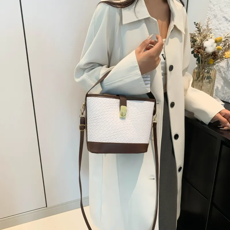 Miss Angel PU Bucket Bag, One Shoulder Handbag Women's Multicolor-24