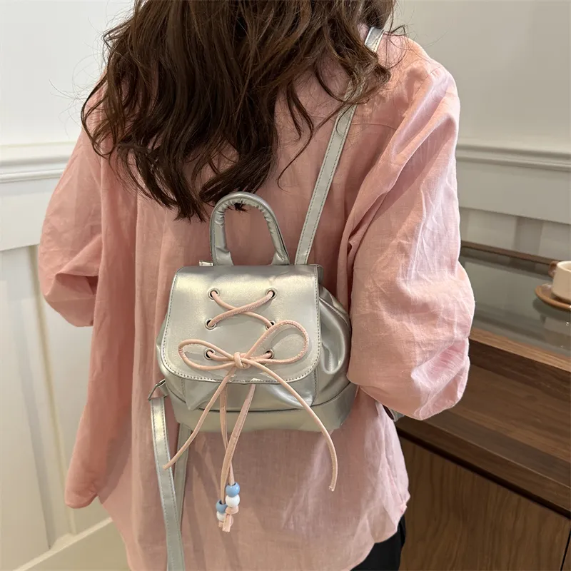 Miss Angel PU Backpack Women's White/Silver/Black/Pink-9