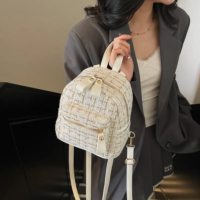 Miss Angel Fabric Backpack Regular Women's Ecru/Black-1