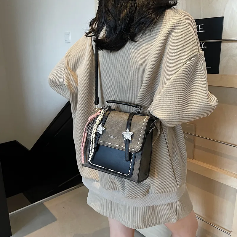 Miss Angel PU Backpack Women's Denim Blue/Dark Tea/Ecru-5