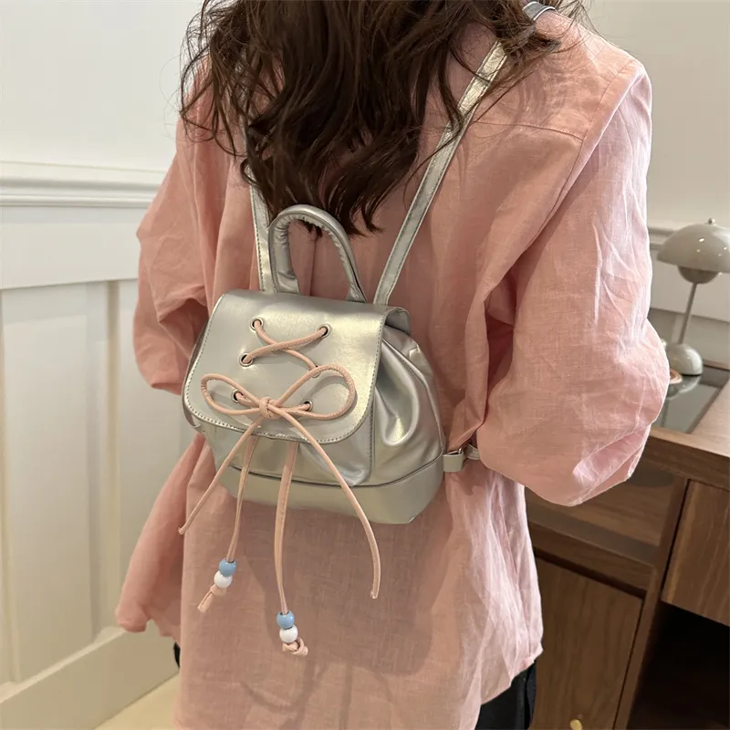 Miss Angel PU Backpack Women's White/Silver/Black/Pink-10