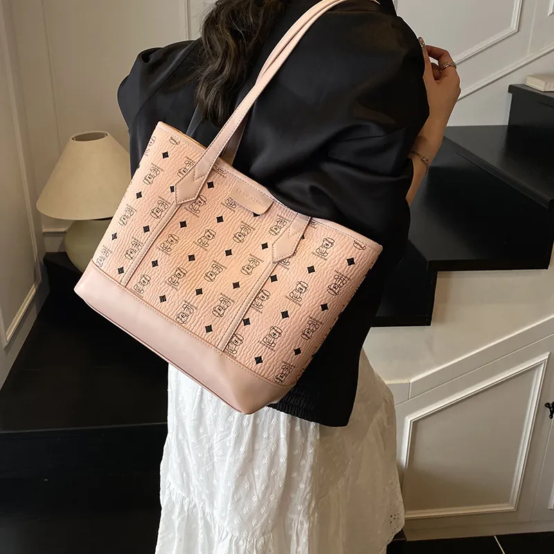 Miss Angel PU Tote Bag, Shoulder Bag Women's Black, Khaki, Brown, Pink-2