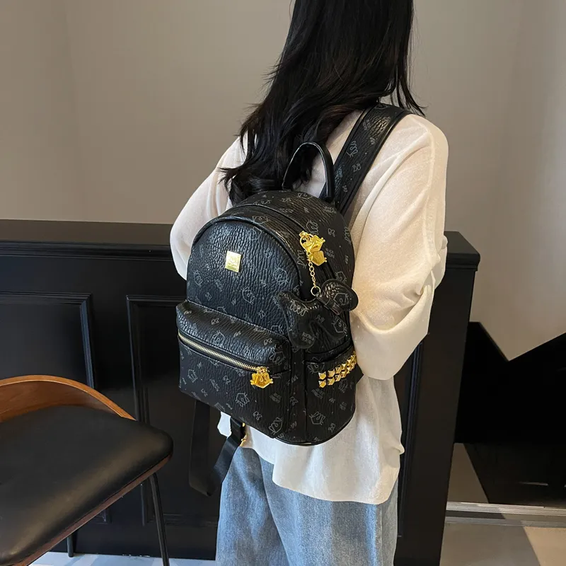 Miss Angel PU Backpack Women's Brown/Pink/Black-22