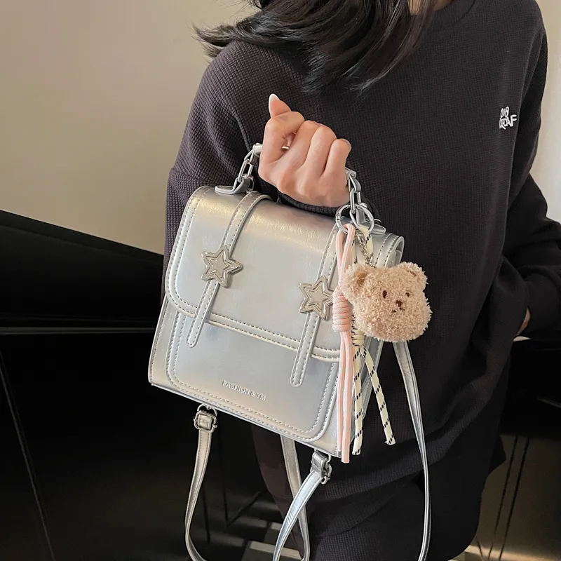 Miss Angel PU Backpack Women's White/Khaki/Yellow/Ecru/Silver-8