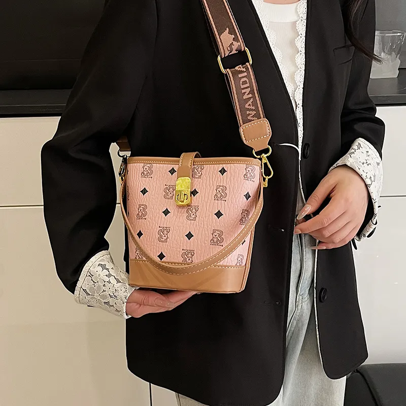 Miss Angel PU Bucket Bag, Crossbody Handbag Women's Multicolor-15