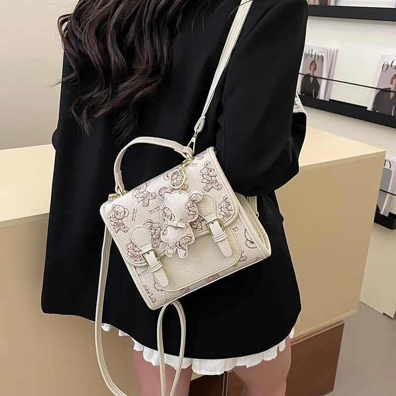 Miss Angel PU Backpack Women's White/Pink/Brown-5