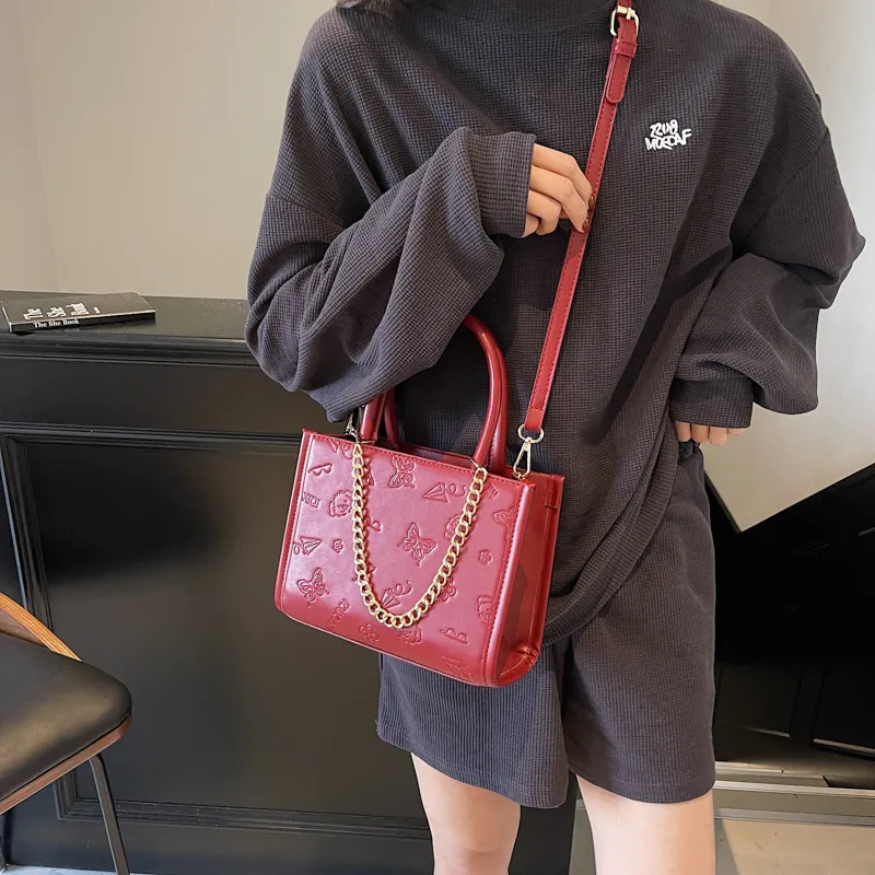 Miss Angel PU Crossbody One Shoulder Handbag Women's Black/Ecru/Pink/Ancora Red-21