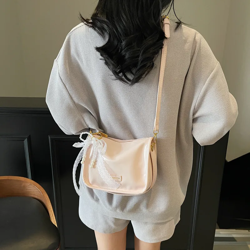 Miss Angel PU Crossbody One Shoulder Handbag Women's White, Silver, Black, Pink-14