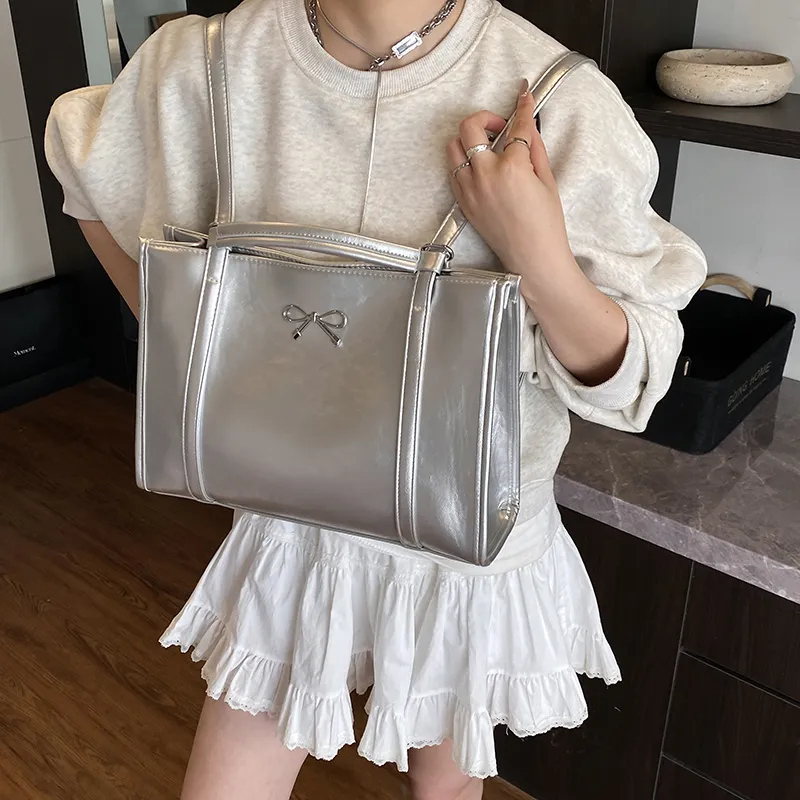 Miss Angel PU One Shoulder Tote Backpack Regular Women's White/Silver/Black-8